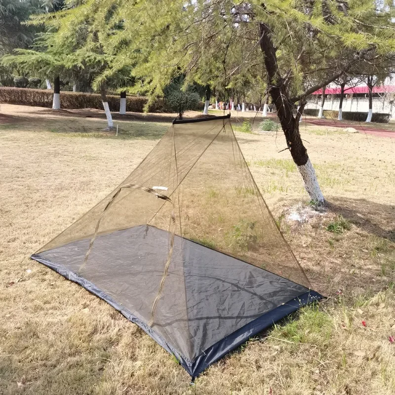 2 Personen im Freien Camping Dreieck Moskito netz tragbare Reise park Freizeit Reiß verschluss Tür Zelt 220*130*130cm schwarz und grau Mesh