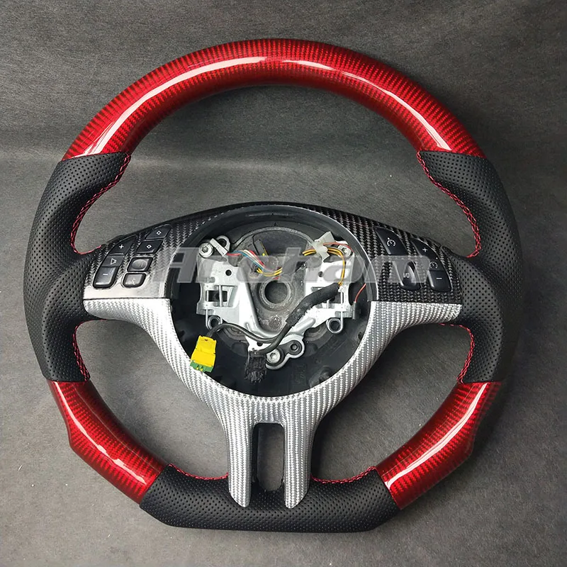 Carbon Fiber Streeing Wheel Perforated Leather Customized No Paddle Shift 2000 2001 2002 2003 2004 2005 2006 For BMW E46