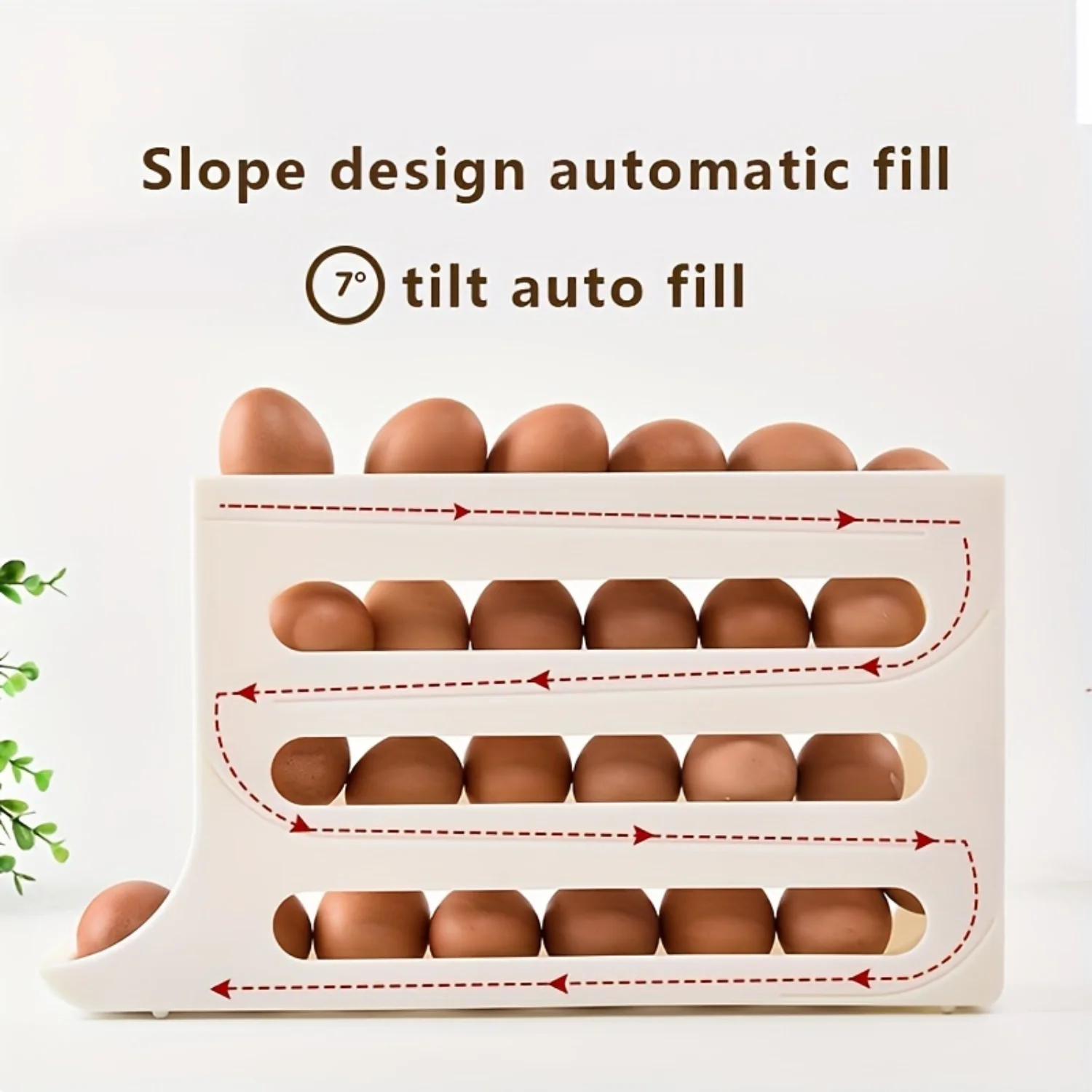 Large Capacity Automatic Rolling Egg Basket - Safe, Gentle & Spacious Egg Caddy - Effortless Rolling Design for Refrigerator, Ca