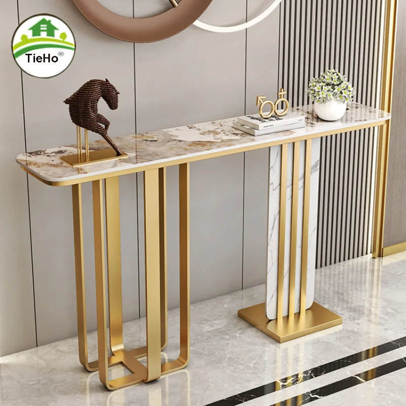 TieHo, Italian Style Luxury Console Table for Hallway, Living Room Entrance Slate Entry Table, Modern Minimalist Long Side Table