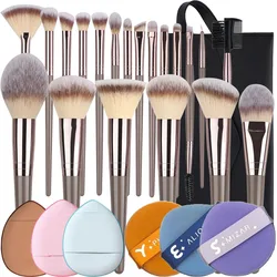 Juego de brochas de maquillaje para mujer, 1/20 piezas, brocha para polvo suelto, sombra de ojos, base, corrector, mezcla de cosméticos, herramientas de belleza