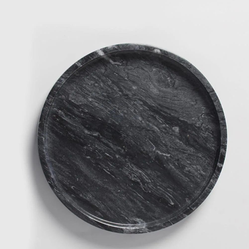 

Natural Marble Jewelry Plate Dried Fruit Tray Dessert Snack Food Storage Black Dish