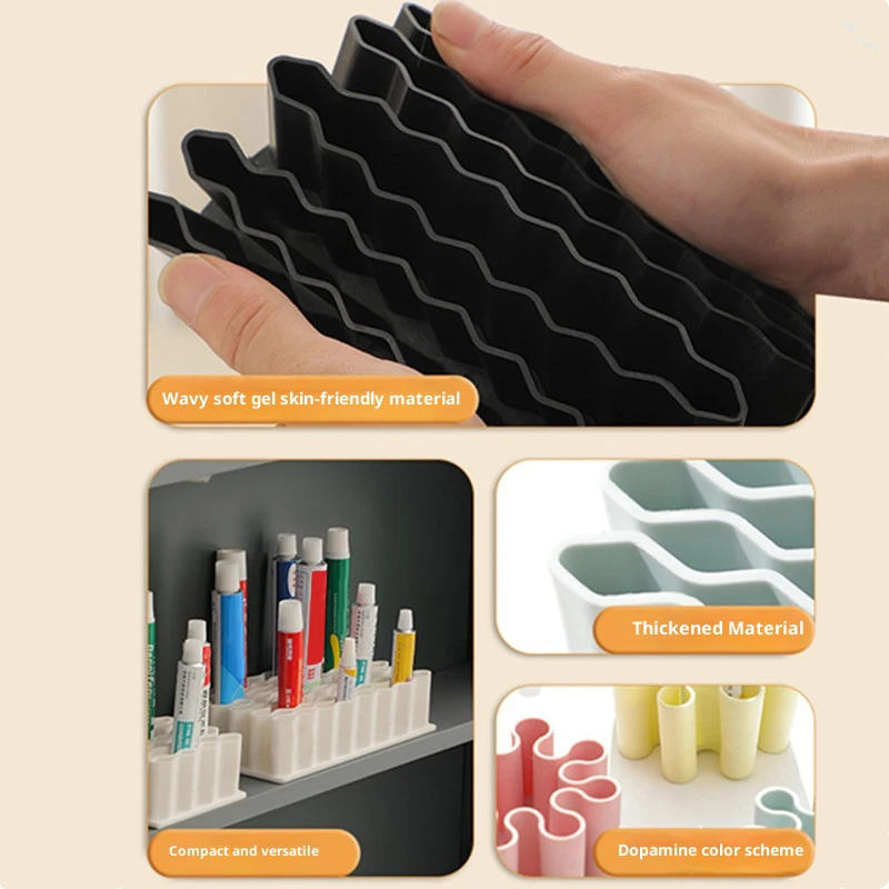 حامل مرهم سطح المكتب حامل مرهم مادة السيليكون مستحضرات التجميل تخزين الرف حامل قلم مقصورة مرهم المنزل المنظم