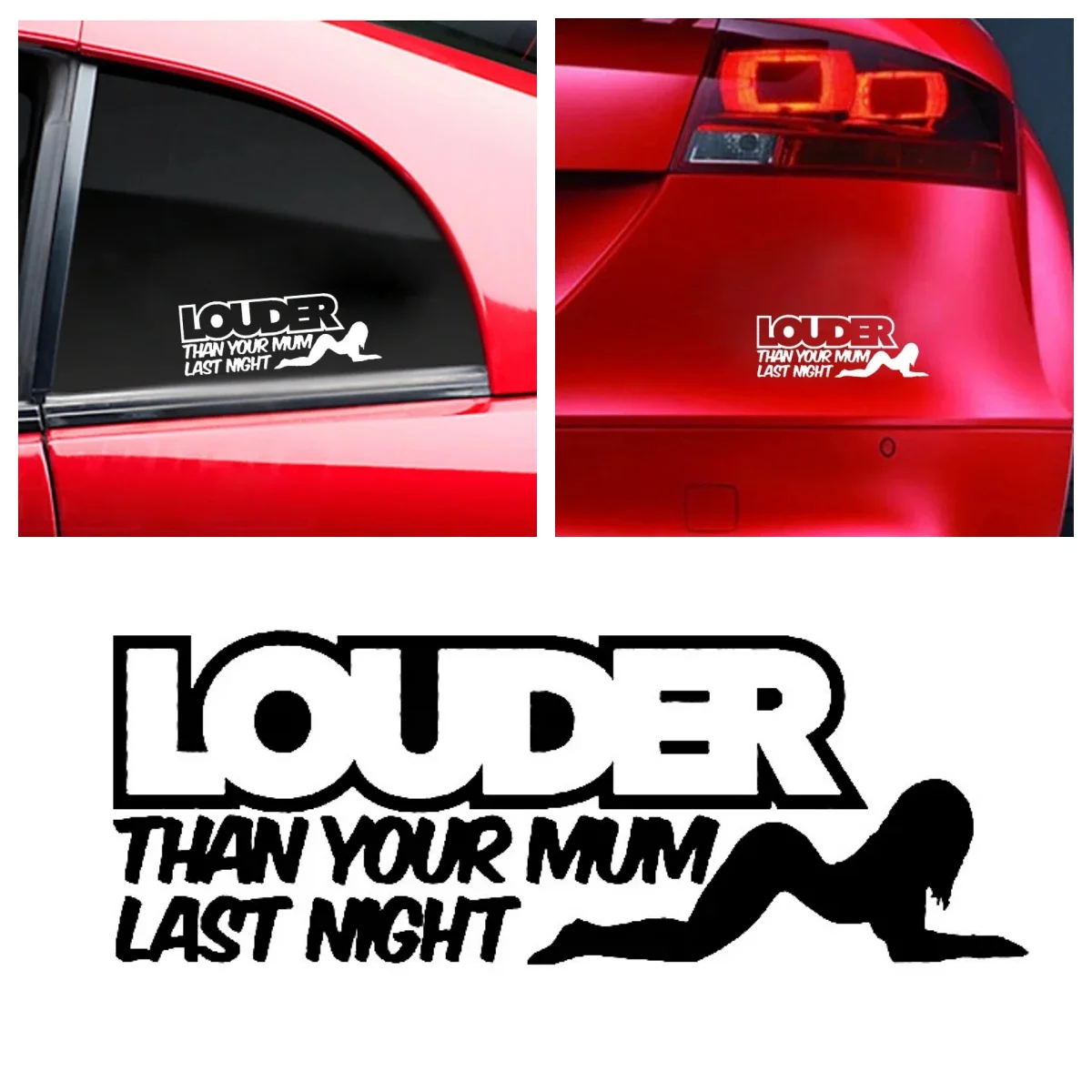

Fun LOUDER THAN YOUR MUM LAST NIGHT Car Sticker Motocross Laptop Trunk Guitar Vinyl Decal Decoration PVC Wholesale