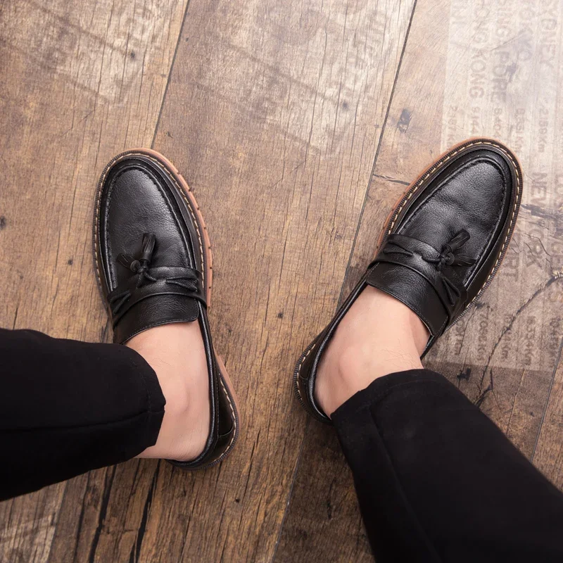 Mocassins respirants à pampilles pour hommes, chaussures à la mode, plates et élégantes