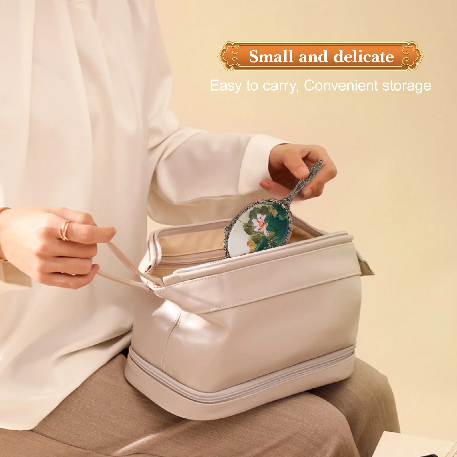 Hand-Make-up-Spiegel im Vintage-Stil, Metall, Glas, langlebig, 360-Grad-Drehung, tragbarer Handspiegel für Damen und Herren