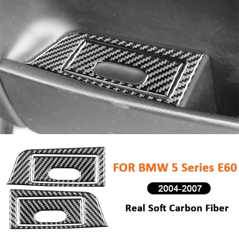 

Carbon Fiber Car Rear Door Inner Left Right Ashtray Panel Cover Interior Decoration Sticker For BMW 5 Series E60 2004-2007