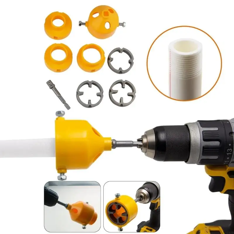 C63E 8PCS PVC Thread Maker Tool Drill Electric Drill to Pipe Threading Longters