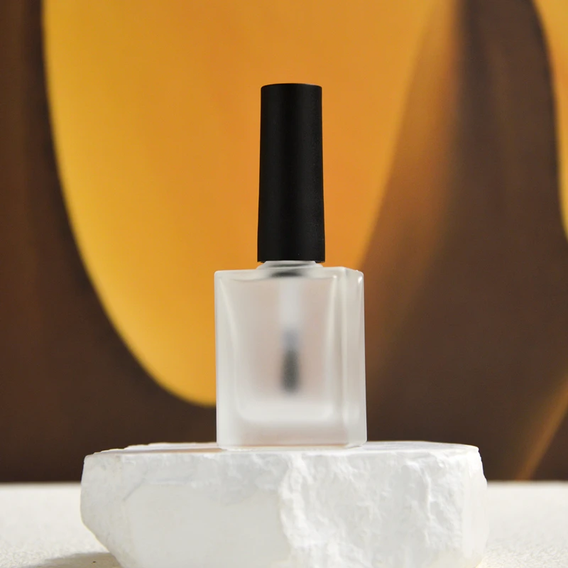 100 個 15 ミリリットル空のつや消しマニキュアボトル化粧品容器黒ガラス蓋付きブラシネイルガラスボトルブラシ付き