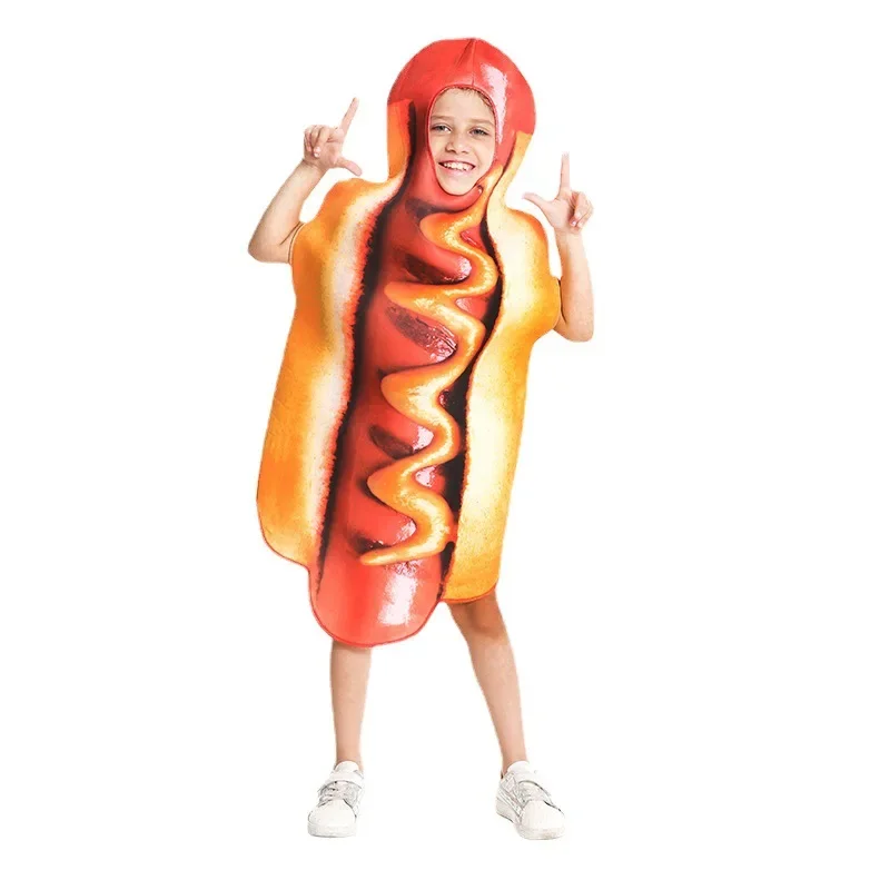 Disfraces Unisex para niños, Cosplay de Hot Dog, juego de rol de Halloween, mono de helado, vestido elegante para niña, fiesta de cumpleaños de fresa