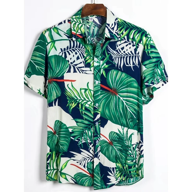 

Men's Shirt Summer New Hawaiian Shirt Beach Shirt Women Short Sleeve Retro Flower Plant Lapel Unisex Y2k Tops Holiday Clothing