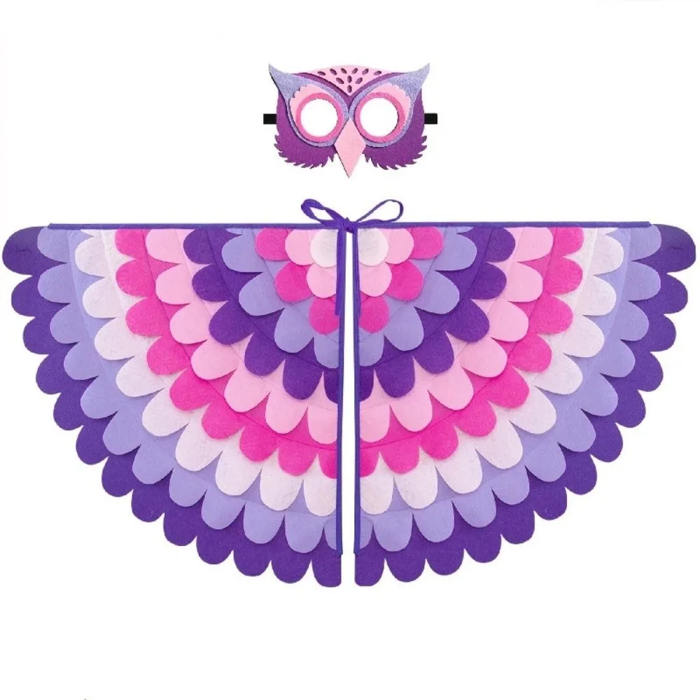 

Cute Felt Cloth Halloween Cloak with Mask Bird Wings Robe Halloween Children Costume Cosplay Owl Cape Mask Set Costume Ball