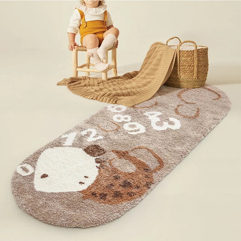 Cartoon Cute Child Room Floor Mat Bedside Carpet Soft Plush Oval Carpet Kid Room Modern Play Mat Area Rug for Living Room Sofa