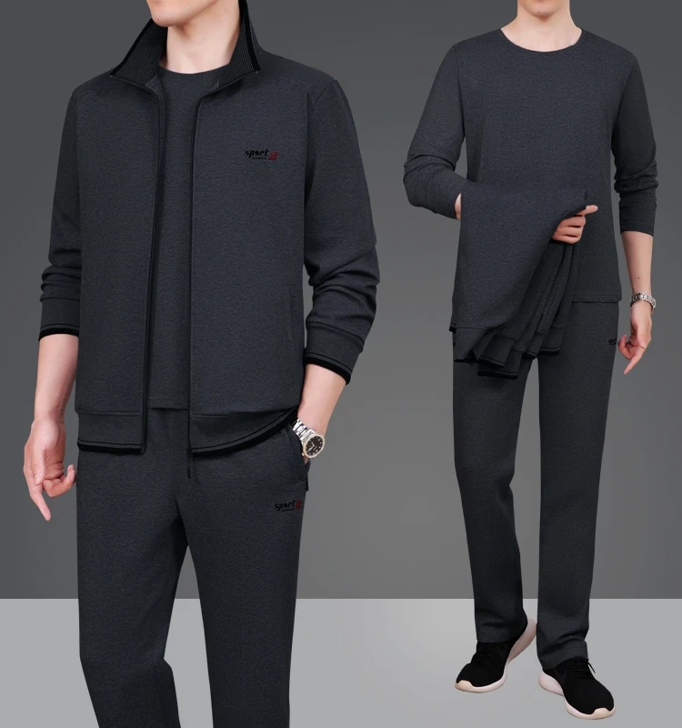 

Мужской спортивный костюм для мужчин среднего возраста, повседневный комплект из двух предметов для папы, весна-осень, модный простой повседневный наряд для папы
