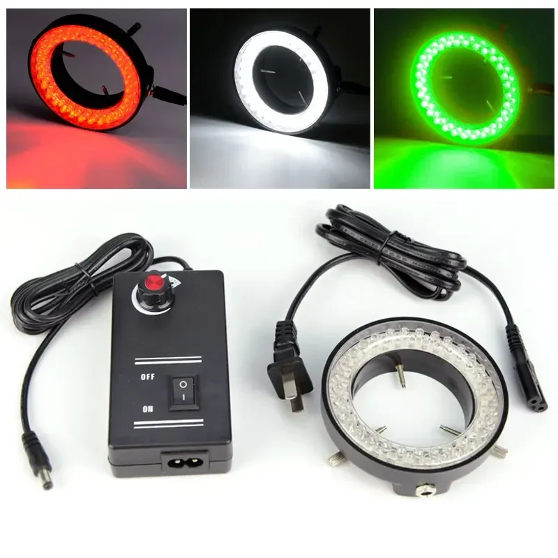 

60 LED Optical Stereo Microscope Ring Light Source Lights Lamp Brightness Adjustable Illuminating Multi-Color