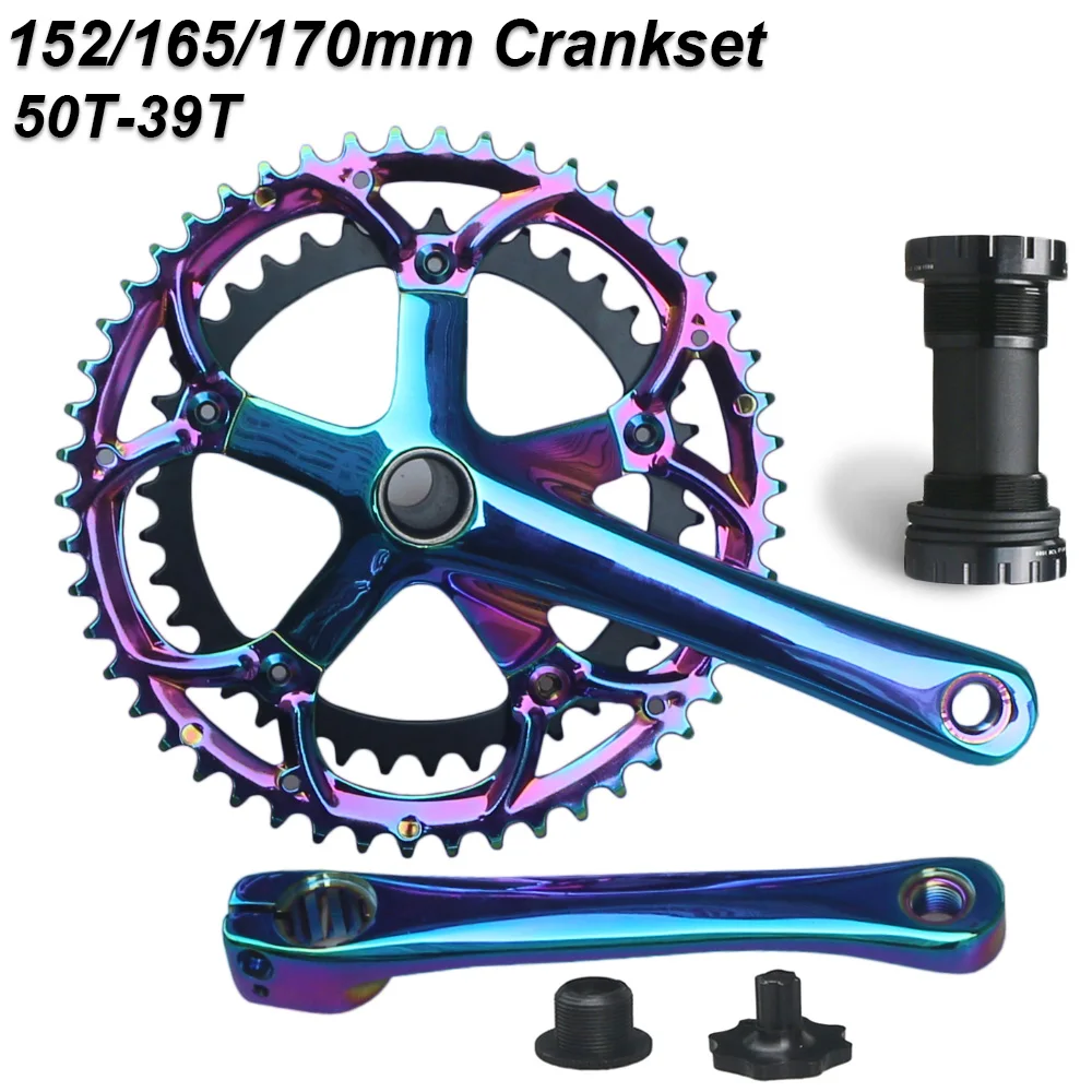 130BCD 152MM 165MM 170MM Road Bike Crankset Bicycle Crank Set Crank Arms Bottom Bracket Bike Part 50T/39T Double Chainring Tooth