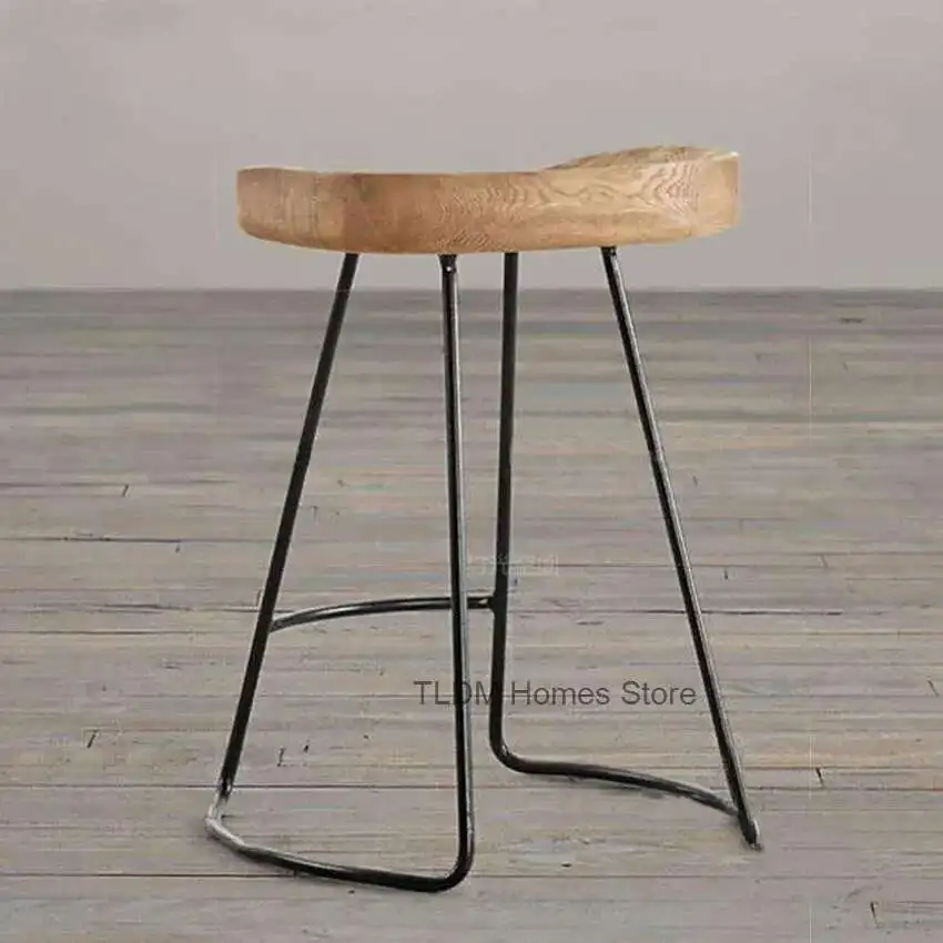 

Post Iron Foot Stool Practical Solid Wood Surface Bar House Creative High Chair Coffee Industrial Style Bar Stool Bd