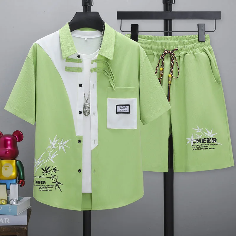 

New Summer Fashion Trend Loose Breathable Short Sleeve Shorts Suit Men's Casual Sports Plus Size High Quality Two Piece Set