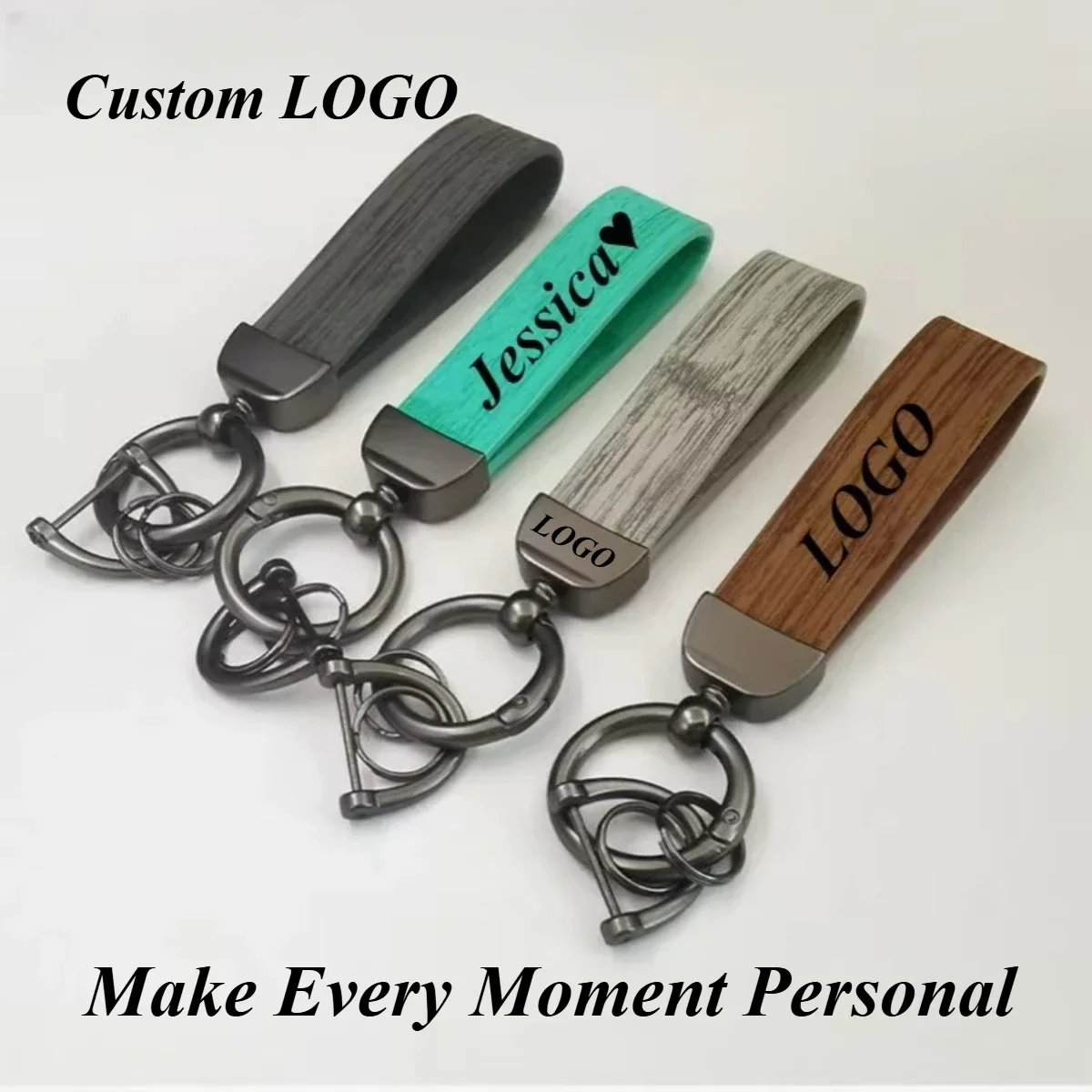 Custom Logo Crazy Horse Leather Keychain Personalized Retro Vintage Car Key Ring Pendant Laser Engrave Creative DIY Gifts