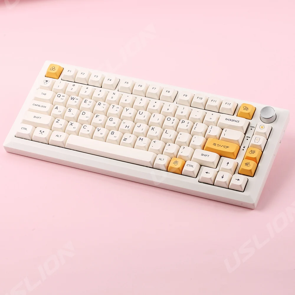 USLION 140 Keys Honey Milk Theme XDA Keycaps PBT Dye Sublimation Korean Japanese English Key Caps For Gaming Mechanical Keyboard