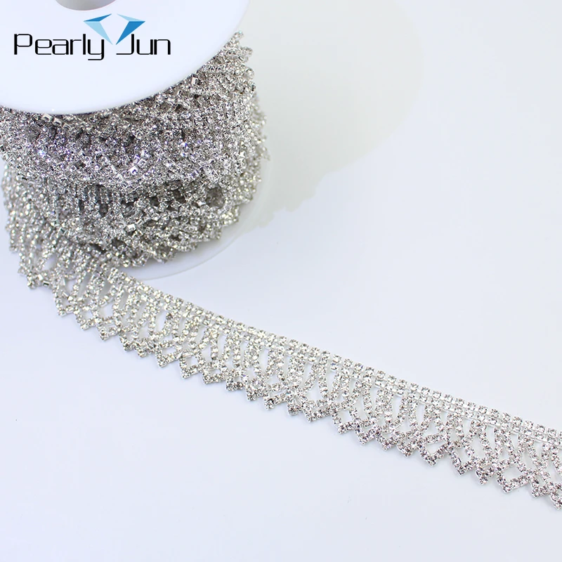 1/5Yards 2.5 CM Pleated Tassel Crystal Diamond Chain Decorative for Clothing Shoes Bag Hat DIY Accessories Rhinestone Trim ML089