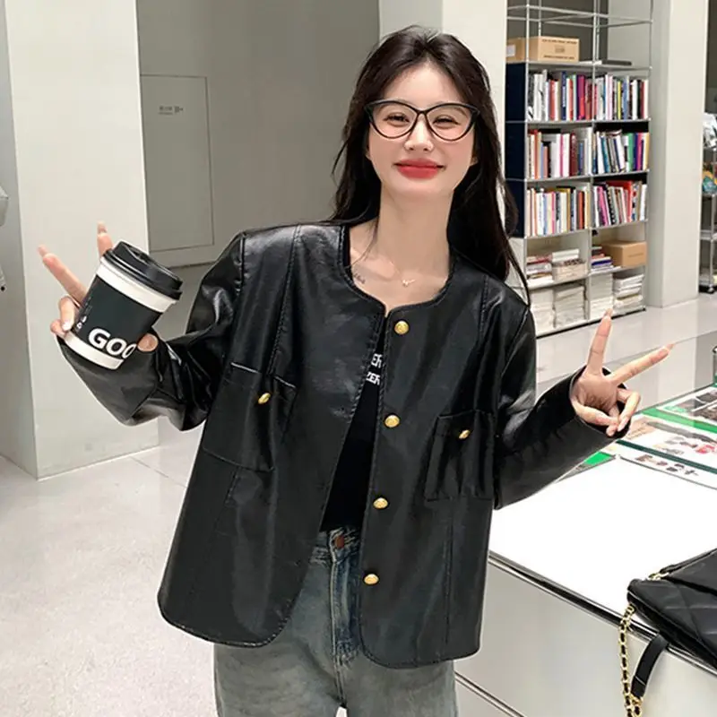 ファイオナブルレザー ジャケット レディース アウター 春秋 2026 スモール フランス風 スタイリッシュ 高級 トレンド トップス 女性用
