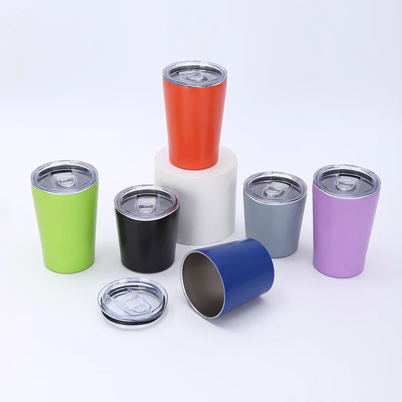 8oz/12oz milk cup outdoor portable mini pocket cup 304 stainless steel double-layer vacuum insulated cup with lid custom logo