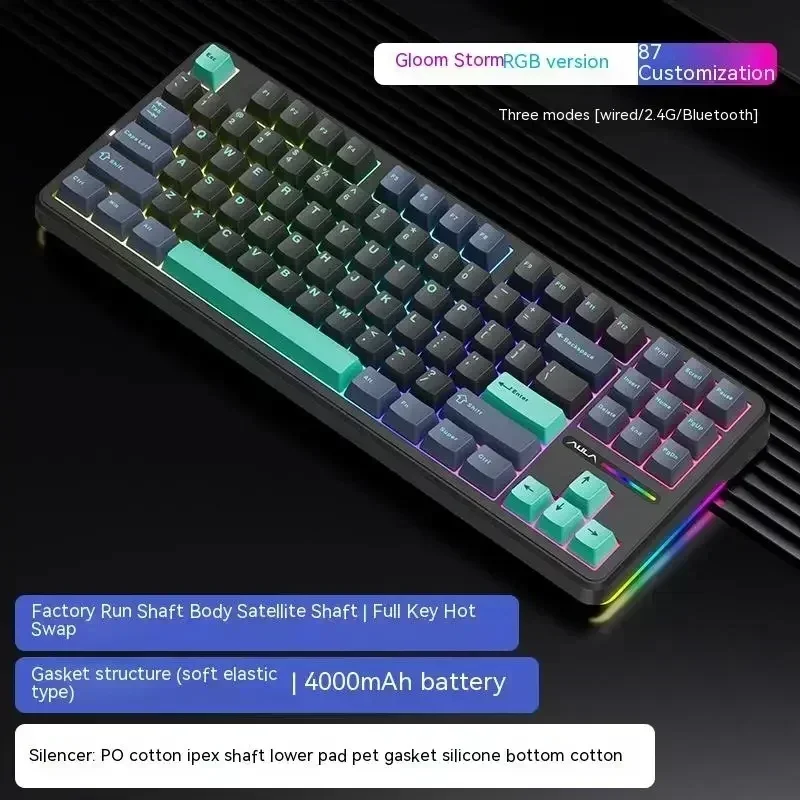 Imagem -04 - Pro Teclado Mecânico para Jogos Efeito de Iluminação Rgb Teclado de Tecla Completa 2.4g Usb Bluetooth 3-mode Aula-f87