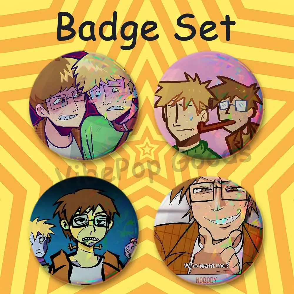 TEC The E-Eltingville CC-lub Bill Jerry Billjer 25mm Badge 4-Piece Set Mini Pill Baji Kawaii Collectibles Button Pin for Ita-Bag