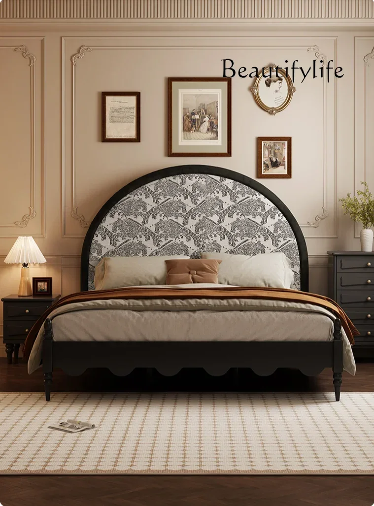 N42 French Retro Solid Wood Bed 1 M 8 Master Bedroom High-End Elegant Double Mid-Ancient Soft Pack Bed