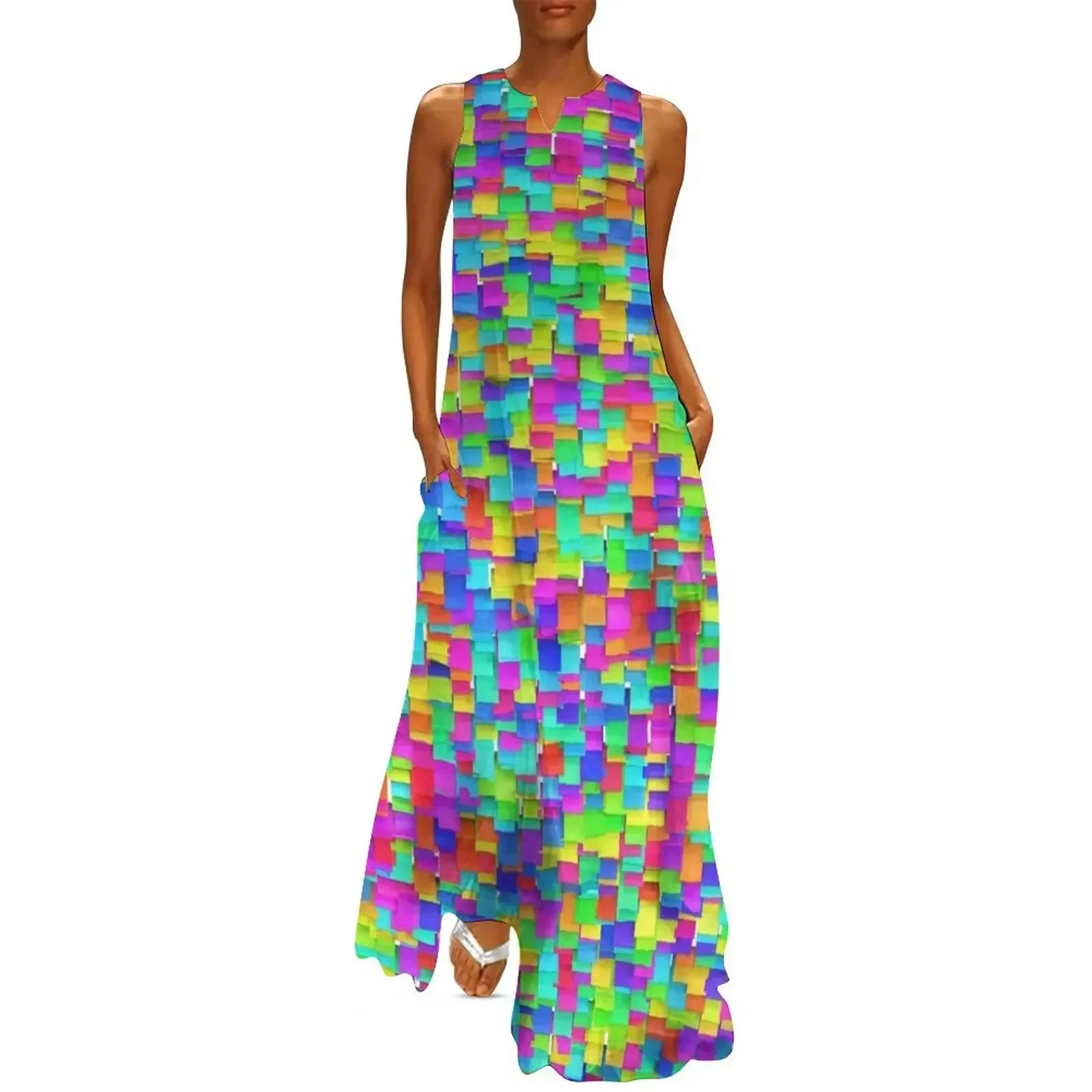 

Rainbow confetti Long Dress Women's skirt cute dress Women's summer dresses Womens dresses Dress