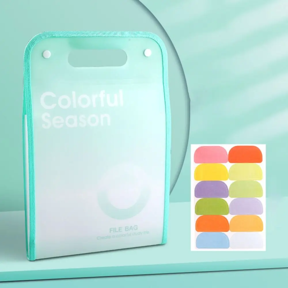 13 Pocket Accordion File Folder Vertical Large Capacity Multi-layer Organizer Bag Candy Color Plastic Test Paper Bag Office