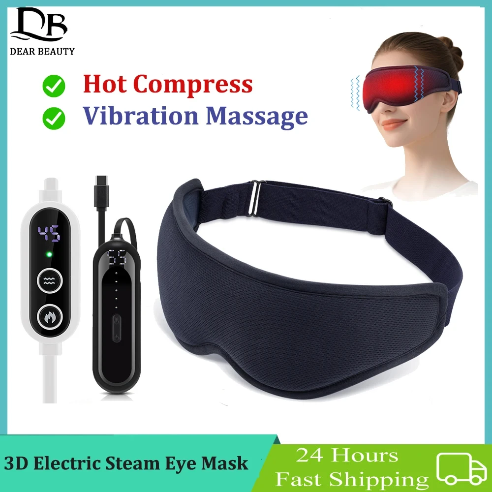 

Электрическая паровая маска для глаз, горячий компресс, вибрационный массажер для глаз, 3D массаж, тени для век с подогревом, маска для сна, снимает усталость, умное время