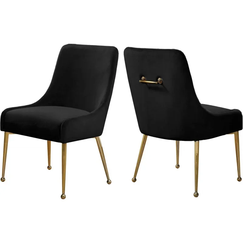 

Meridian Furniture Owen Collection Modern | Contemporary Velvet Upholstered Dining Chair with Polished Gold Legs, Set of 2, 24"