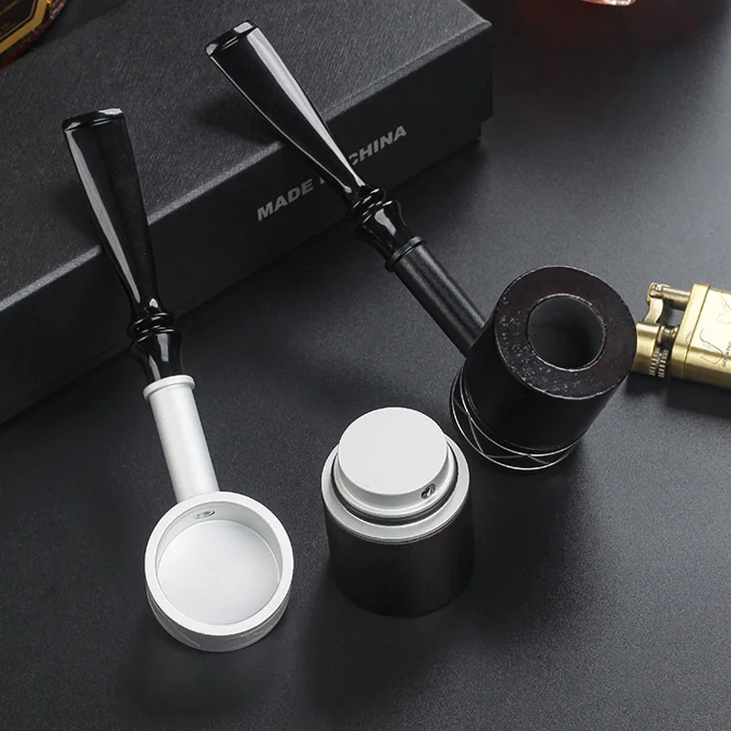 Rosewood & Metal Pipe with Removable and Washable, Portable Personalized Tobacco Solid Wood and Metal Combined Smoking Accessory view 2