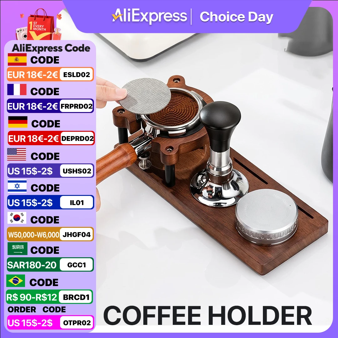 Coffee Tamper Mat Station Stand Portafilter Holder Support Base Rack Walnut Wood For 51MM 54MM 58MM Espresso Accessories Barista