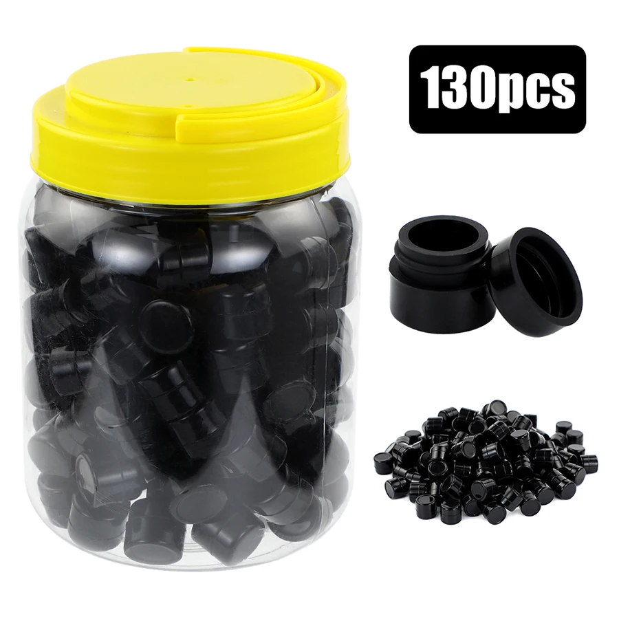 

130pcs Mini 1ml Silicone Black Wax Containers with Plastic Jar with Lids