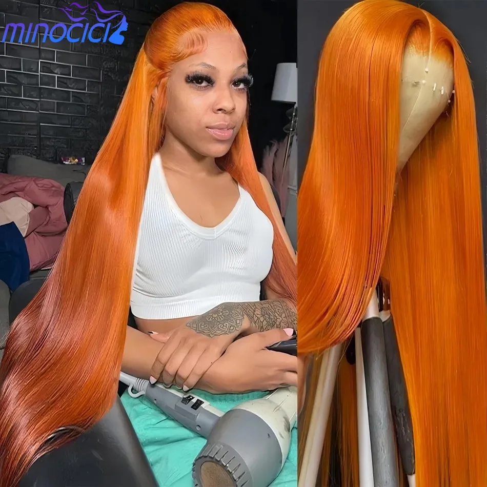 الزنجبيل البرتقالي 13X6 Hd الدانتيل الباروكات الأمامية 220 الكثافة باروكة من شعر طبيعي مفرود قبل قطعها شعر مستعار برازيلي 350 الملونة الدانتيل الجبهة الباروكات