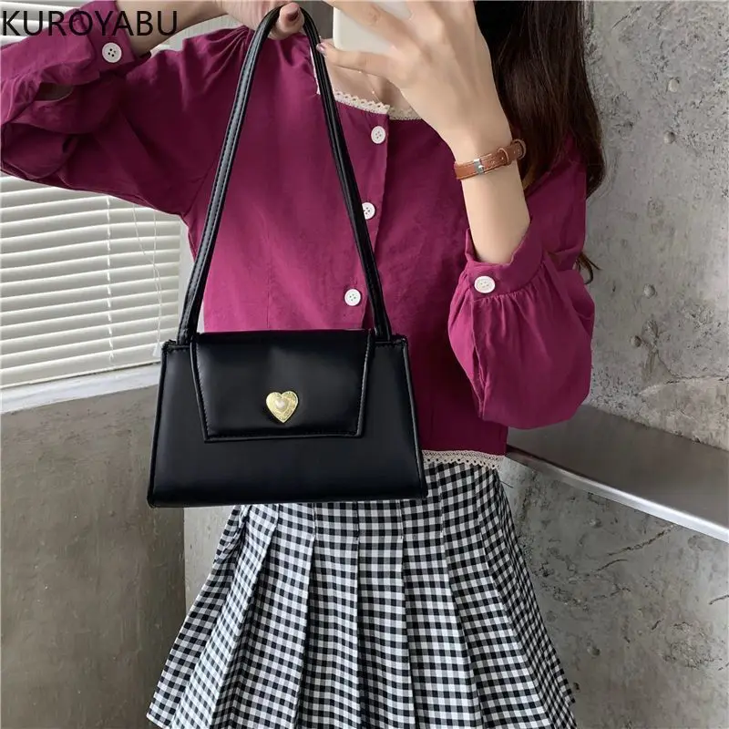 Portemonnees En Handtassen Vintage Effen Kleur Pu Lederen Mode Casual Temperament Alle Match Kpop Dames Sweet Bolsos Para Mujer