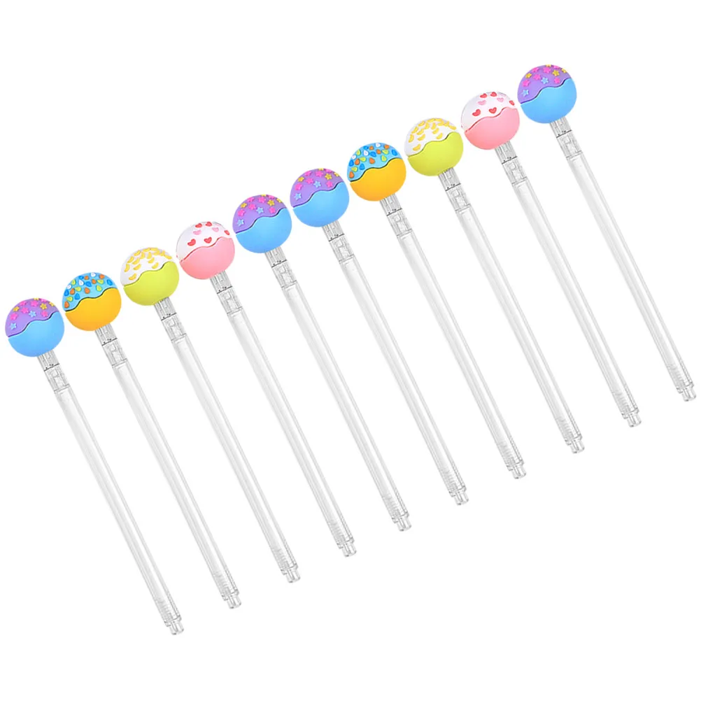 

10Pcs Functional Adorable Charming Gel Pens Black Replacement Writing Utensils Cartoon Signature Tools