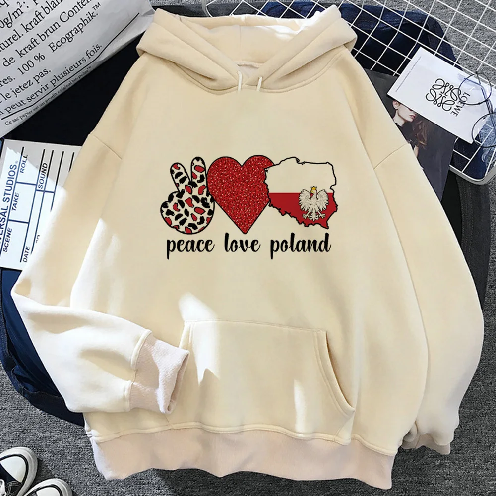 Poland hoodie soft fabric Japanese anime patterned Y2K comfortable teen pullover sweatshirts winter funny Y2K patterned