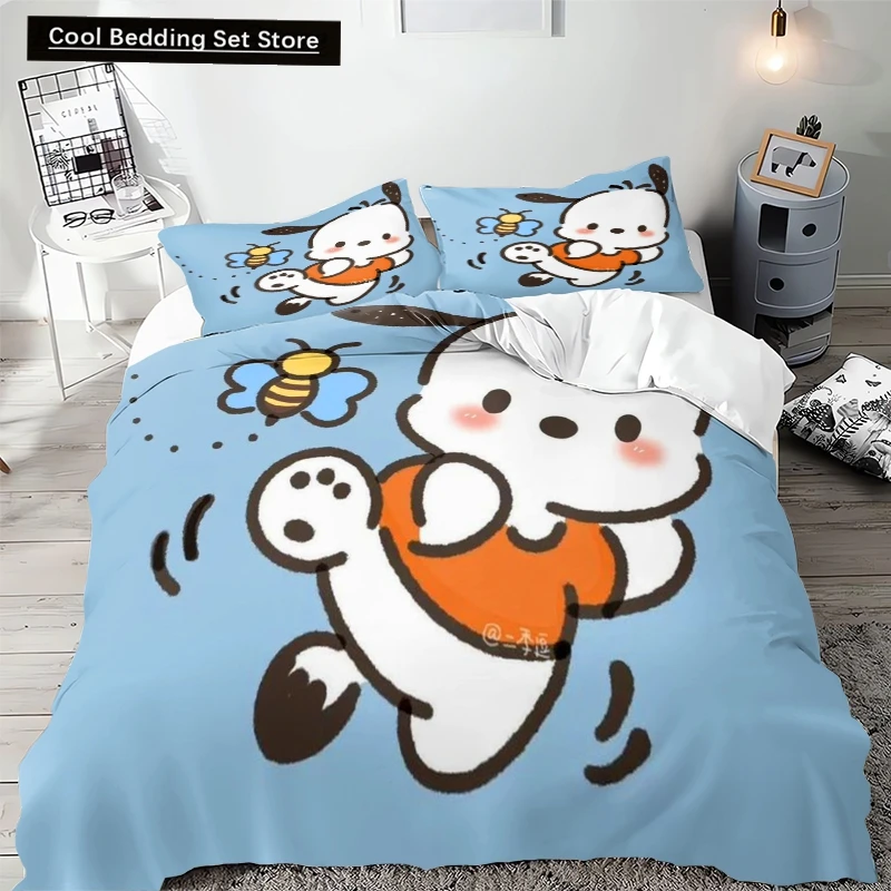 

Duvet Cover Pochacco Bedding Set 2-Piece Set 3-Piece Set Microfiber 3D Printed Cartoon Anime Pattern Children Gift