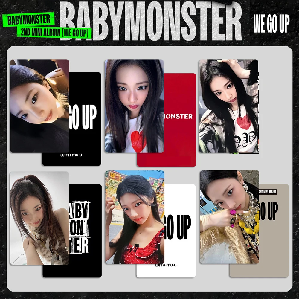 BABYMONSTER 2ème Mini Album WE GO UP cartes photo Ahyeon Ruka carte personnelle Double face impression Film lumineux LOMO carte Fans cadeau