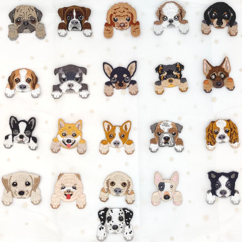 Cute Dog Patch Animal Embroidery Cloth Patches Ironing Clothing Backpack Coat Decoration Accessories Concealer Toppe Vestiti