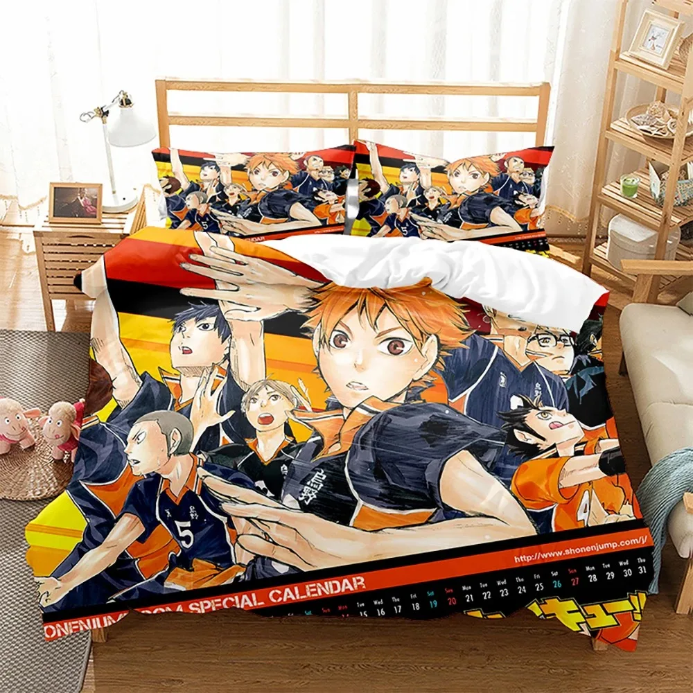 

Anime Haikyuu Volleyball Comfortable Duvet Quilt Cover Pillowcase Bedding Set Children Bedroom Decoration Home Textile