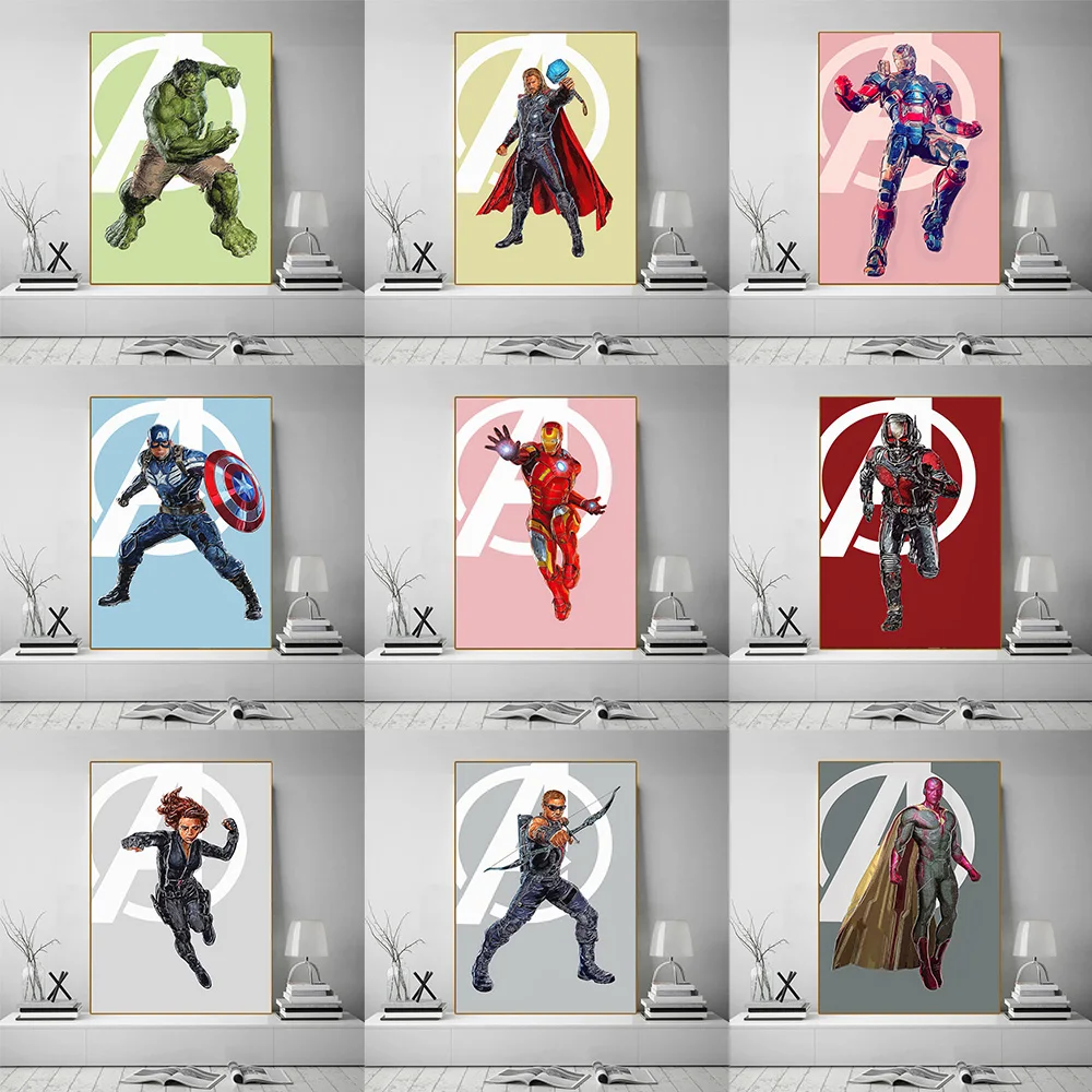 Affiche artistique des personnages des Avengers de Marvel, peinture diamant imprimée, décoration murale pour la maison, le salon et la chambre, cadeau