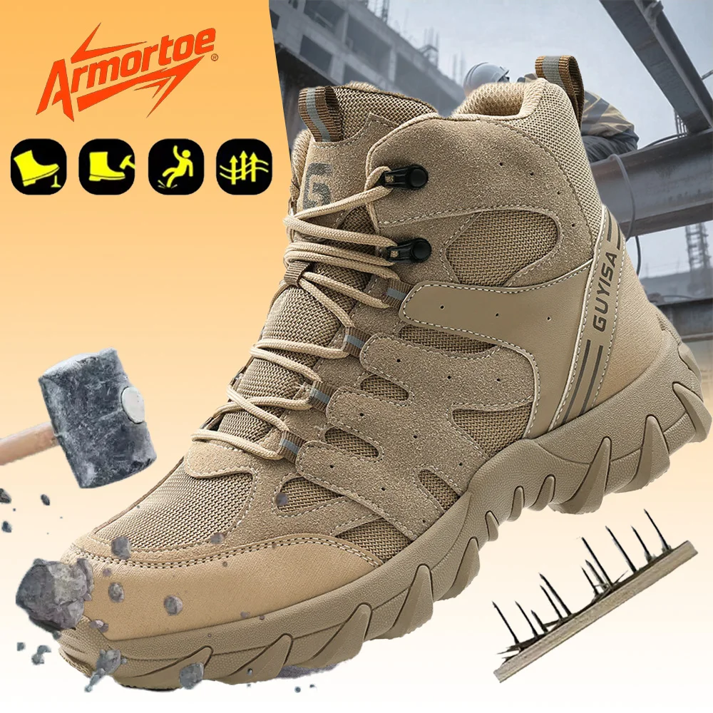 

ArmorToe New Steel Toe Safety Shoes Men Anti-Impact Puncture Proof Slip Resistant Comfort Soft Sole All-Day Standing #Armor2760