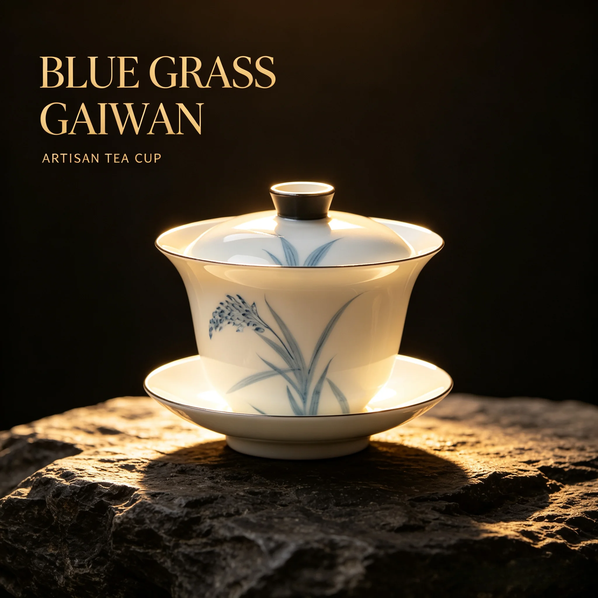 Hand‑painted Blue White Porcelain Thin‑bodied Gaiwan Sui‑Sui Peace Design Household Tea‑brewing Bowl Retro Kung‑fu Tea‑set
