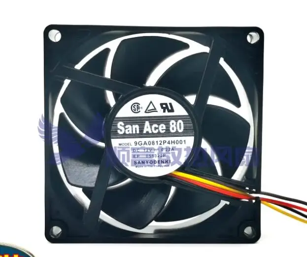 Sanyo Denki 9GA0812P4H001 DC 12V 0.22A 80x80x25mm 4-Wire Server Cooling Fan