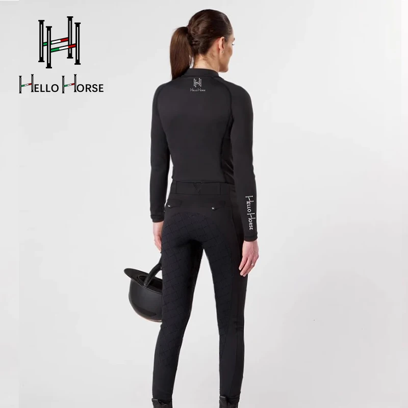 Hello Horse 승마 의류 여성 승마 장비 승마 장비 승마 훈련 긴팔 티셔츠 자외선 차단 승마 의류